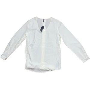 Women's NYDJ Not Your Daughters Jeans Cream Sheer Shirt Top Sz Small Loose - Picture 1 of 4