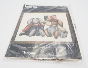 Janlynn Cross Stitch Kit #40-79 Liberty Bunnies Rabbit Alma Lynne Design 1988 - Picture 1 of 8