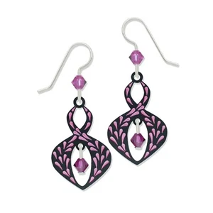 Adajio Earrings Arabesque Infinity Symbol with Purple Crystal Beads Unique Gift - Picture 1 of 4
