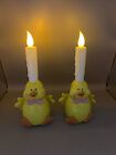 PR Light Up Battery Operated Yellow Baby Chicks Flickering Candles Spring Decor