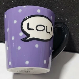 NUEVO Burton and Burton "LOL" Taza de café o té Lunares Púrpura y Blanco - Imagen 1 de 4