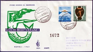 1963 - FDC Venetia - Giochi del Mediterraneo - Viaggiata - n.205It - Imagen 1 de 2