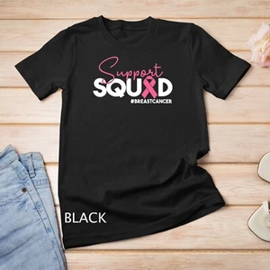 Camiseta unisex para cuidadores de cuidadores escuadrón de apoyo al cáncer de mama cinta rosa - Imagen 1 de 15