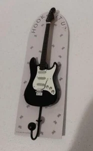Electric Guitar Shaped Wall Hook Black & White Use for Leashes Scarves NOC - Picture 1 of 3