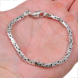 23g 9" 23cm 4mm König Bali Byzantinisch Gewebt 925 Sterling Silber Herren Armband - Bild 1 von 12