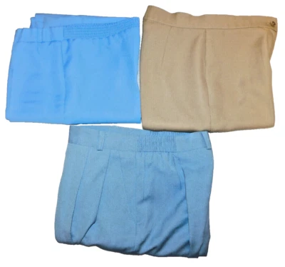 Mujeres Vintage Pantalones Sears Bronceado Alicia Azul Pantalones Perma Prest Vestido Elástico Lote 3 Foto 1 de 4