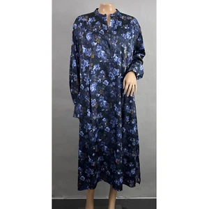 Vince. Dress Women M Plumeria Blooms Floral Hammered Satin Kaftan Midi Designer - Picture 1 of 10