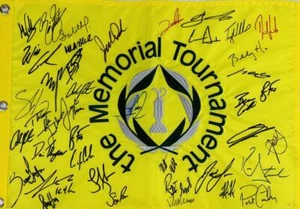 2023 SIGNED MEMORIAL FIELD GOLF FLAG SPIETH RAHM VIKTOR HOVLAND RICKIE FOWLER K1 - Picture 1 of 1