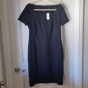 Ann Taylor Dress Sheath Short Sleeve Solid Navy Size 12 New With Tag - Picture 1 of 4