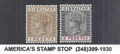 1889 1896 Gibraltar SC 36-37 SG 30 & 32 MH Mint, Queen Victoria QV - Image 1 of 2