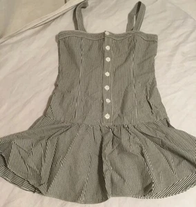 RALPH LAUREN Rugby white & blue Seersucker STRIPED summer dress COTTON Sz 2 - Picture 1 of 4