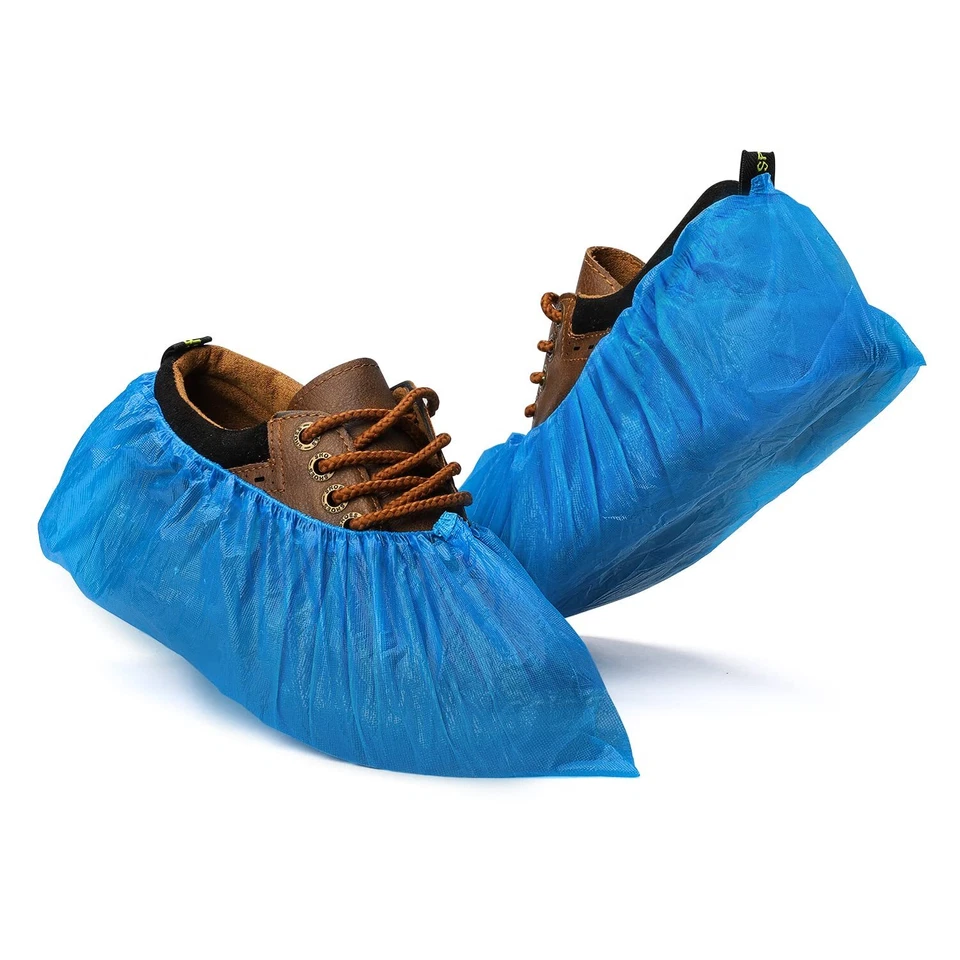 2YOU Disposable BLUE Shoe Covers Plastic Overshoes Anti Slip Boot Carpet Protectors