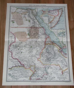 1908 ANTIQUE MAP OF EGYPT SUDAN ETHIOPIA ABBYSINIA SOMALIA RED SEA AFRICA - Picture 1 of 11