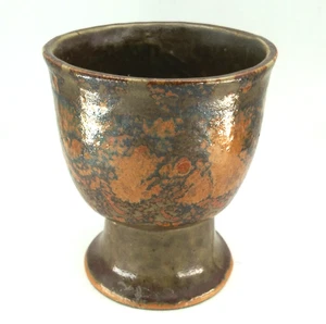 Vintage Studio Pottery Pedestal Bowl Vase Planter – Reactive Glaze – 7.5” - Picture 1 of 11