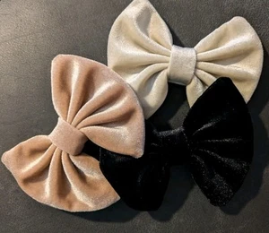 Velvet Baby Bows Headbands Solid Elastic Baby Girl Hair Bows Handmade Newborn - Picture 1 of 7