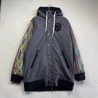Y2K Nomis Psychedelic Sleeve AOP Jacket Hooded Lined Winter Snowboard Ski Men M - Imagem 1 de 4