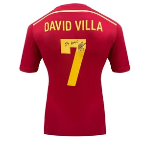 David Villa Signed Original Spain 2013-15 Football Shirt: 59 Goals Inscription - Picture 1 of 4