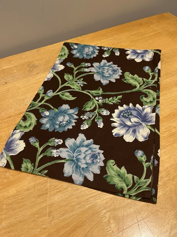 April Cornell Floral Table runner Brown Blue Cottagecore Decor 72x13" - Image 1 of 4
