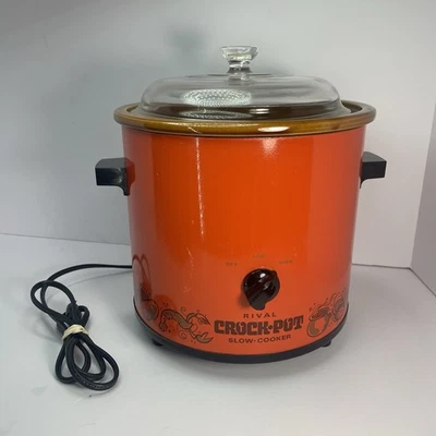 Rival Crock Pot Slow Cooker Flame Orange, 3.5 Quart, Tested - Image 1 of 4