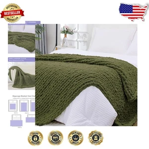 Elegant Hand Knitted Throw Blanket - Jumbo Chenille, 40x80, Cozy for All Seasons - Picture 1 of 10