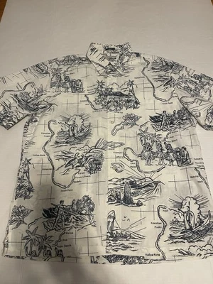 Рубашка мужская Reyn Spooner M гавайская традиционная белая с гавайским принтом Aloha AOP - Изображение 1 из 4