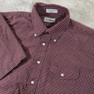 Vintage LL Bean USA Red Mens Shirt Gingham Check Size XL - Picture 1 of 7