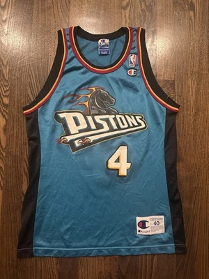 Vintage JOE DUMARS #4 Detroit Pistons Champion Jersey Size 40 Medium - Image 1 of 4