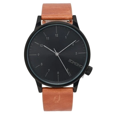 Komono Winston 42mm Black Dial & Brown Leather Band Men's Quartz Watch W2253 - Image 1 of 3