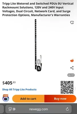 Tripp Lite PDU Metered Dual Circuit 120V 20A 32 5-15/20R Vertical 0URM (PDUMV40) - Image 1 of 2