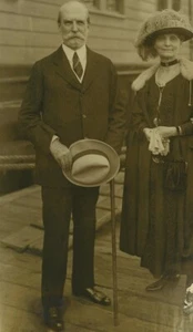 USA Secretary of State Charles Hugues & His Wife on USS Maryland Photo 1920's - Picture 1 of 3