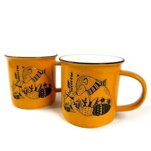 Coffee Mug Orange Fox & Kit Baby Fall Autumn Winter  (Set of 2) Rustic Farmhouse - Picture 1 of 5