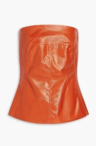 Rick Owens Orange Strapless Coated-denim Bustier Top - Picture 1 of 10