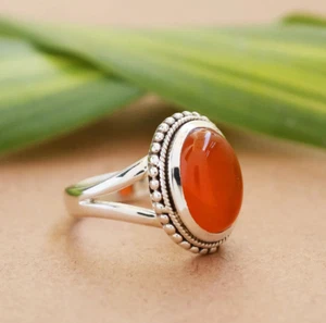 Anillo de piedra cornalina hecho a mano anillo de plata esterlina 925 sólido elegante anillo de plata - Imagen 1 de 5