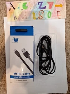 Just Wireless 6ft Flat TPU Micro USB to USB-A Cable - Black - Picture 1 of 6