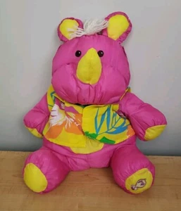 Puffalump Fisher Price grande peluche rosa hawaiano cose selvagge rinoceronte 1987 vintage 17" - Foto 1 di 15