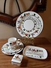 7pc Wedgwood Hunting Scenes Dinner Salad Cup & Saucer Trinket Box w/ Lid & Tray