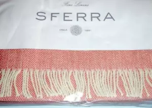 Sferra Celine Cotton Throw Blanket Salmon Herringbone Weave Fringed 71x51" New - Picture 1 of 3