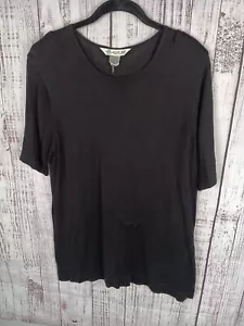 Vintage Austin Reed Tunic Top Women’s 1X 100% Silk Black Short Sleeve - Picture 1 of 6