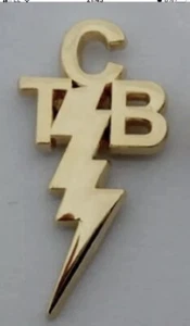 Elvis Presley Taking Care of Business TCB Gold / Gilt coloured pin badge. - Picture 1 of 1