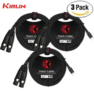 3-PACK Kirlin 3FT Type-C To Dual XLR Female Tip/Ring Patch Y-Cable UY-C391-03 - Picture 1 of 2