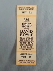 RARE 6-15-02 2002 DAVID BOWIE Vtg Concert Ticket Stub **A&E LIVE BY REQUEST - Picture 1 of 2