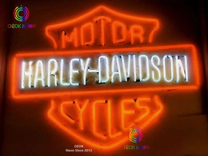 24" más grande LO ÚLTIMO Harley Davidson HD vidrio real letrero de neón motor carreras cerveza luz - Imagen 1 de 5