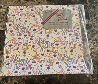 Rare Vintage Easter  Wrap Easter Bunny/Egg Sangamon WrappingPaper  2 Sheets - Image 1 of 4