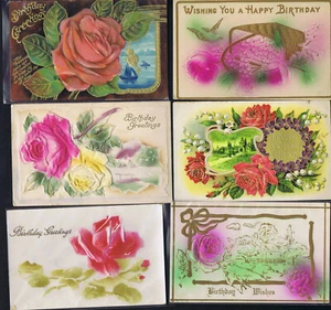 1905-15 Roses...Roses...Roses, Embossed, Birthday Greeting, POSTCARD LOT J - Picture 1 of 2