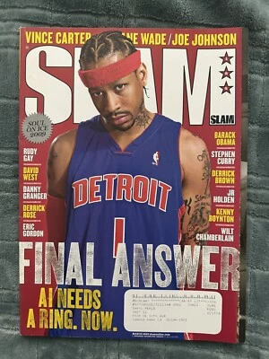 Revista SLAM de marzo de 2009 Allen Iverson Detroit Pistons con póster de Vince Carter #125 Foto 1 de 4