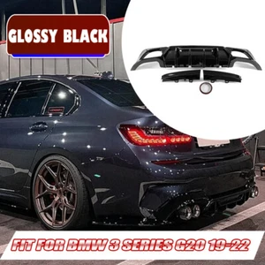 For 2019-2021 BMW 3 Series G20 330 M340 Rear Bumper Diffuser Four Outlet Exhaust - Picture 1 of 11