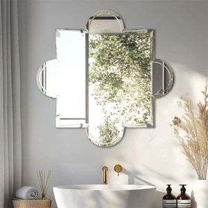 Irregular Wall Mirror Flower Pattern Scalloped Accent Mirror Nursery Hallway Dec - Picture 1 of 20