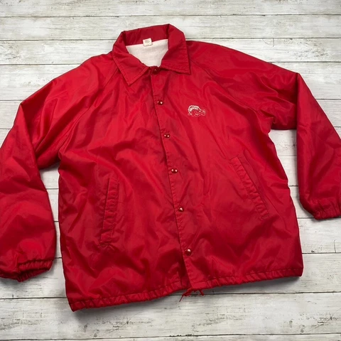 ARKANSAS RAZORBACKS Vintage jacket Windbreaker XL Made In USA 70s 80s red Hogs Cover