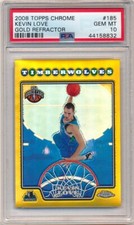 KEVIN LOVE 2008/09 TOPPS CHROME #185 RC GOLD REFRACTOR SP #09/50 PSA 10 GEM MINT