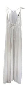 Aakaa Kimono Plumero Frente Abierto Transparente Boho Traje de Baño Cubrir Mujeres S Correa Blanca - Imagen 1 de 13